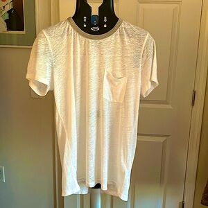 J Crew NWOT M short sleeve tee eggshell white with silver trim